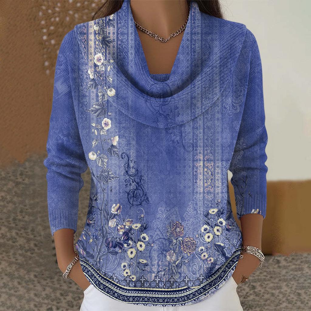 Женский повседневный и модный свитер с круглым вырезом, длинными рукавами и принтом