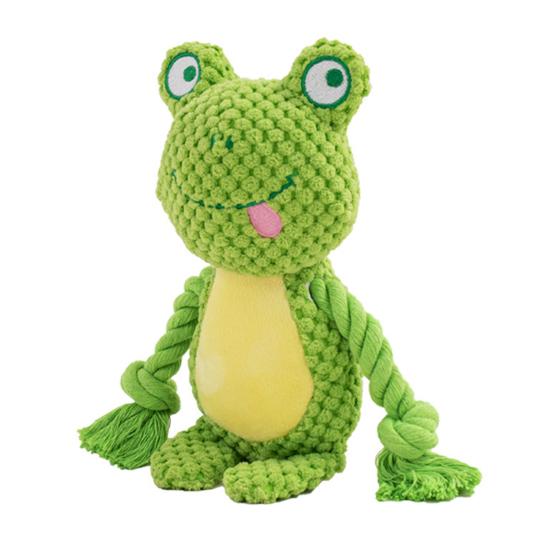 Плюшевая жевательная игрушка для собаки, пищащая плюшевая игрушка-животное для собаки, мягкие чучела с веревочными лапами, игрушка для прорезывания зубов щенка для агрессивных жевателей