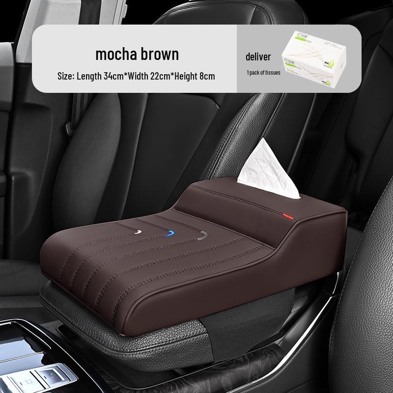 Универсальная подушка из пенополиуретана для подлокотника автомобиля с держателем для коробки с салфетками.