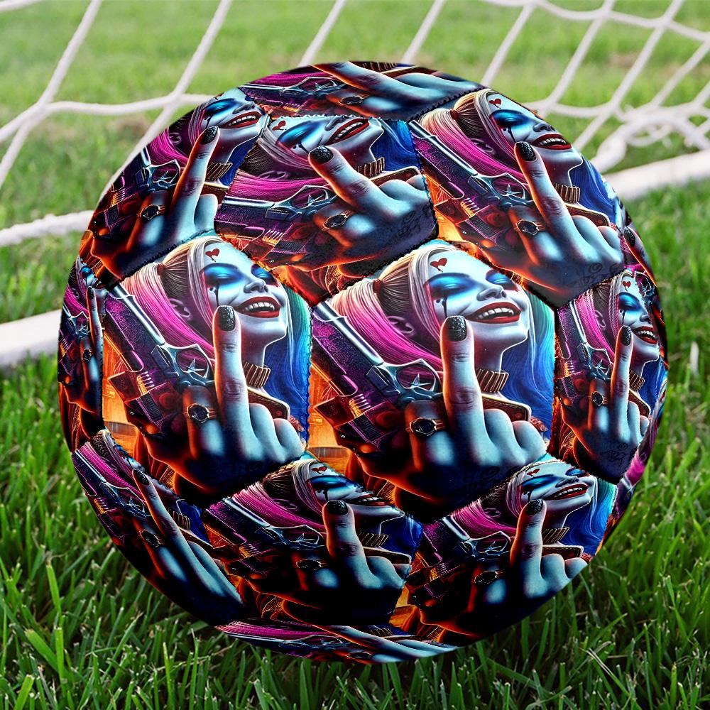 Harley Quinn Joker Print Size 5 Soccer Ball, Standard Match Football for Sports Game and Team Practice, Ideal Gift for Soccer Fans
