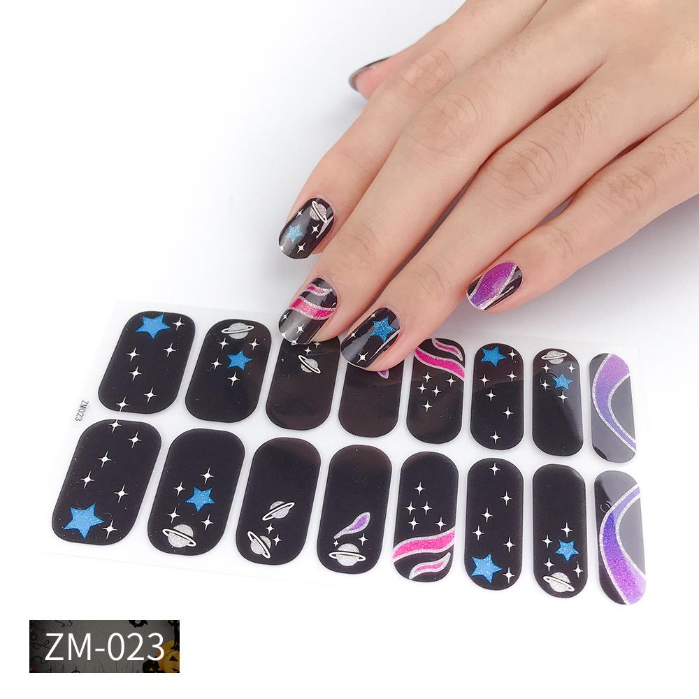 ZM Full Cover No-Cure Gel Nail Wraps, Halloween Style Autumn Winter Nail Stickers, Nail Patch Films
