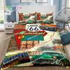 3D Historic American Route 66 Bedding Set Printed Bed Set Duvet Cover Sheet Pillowcase Bed Soft Quilt Cover Full Queen King Size