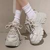 Spring New Women Lolita Thick Sole Korean Version Tall Dad Shoes Breathable Solid Color Versatile Sports Shoes Casual Shoes