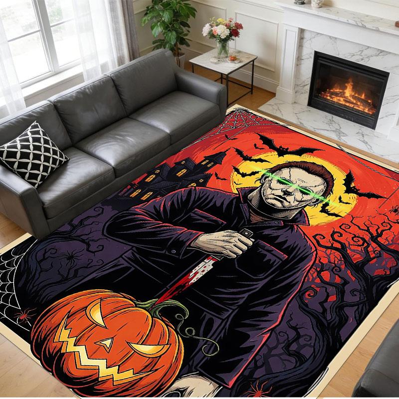 Crystal Velvet Rug Soft Non Slip Indoor Floor Mat Home DecorHalloween Michael Myers