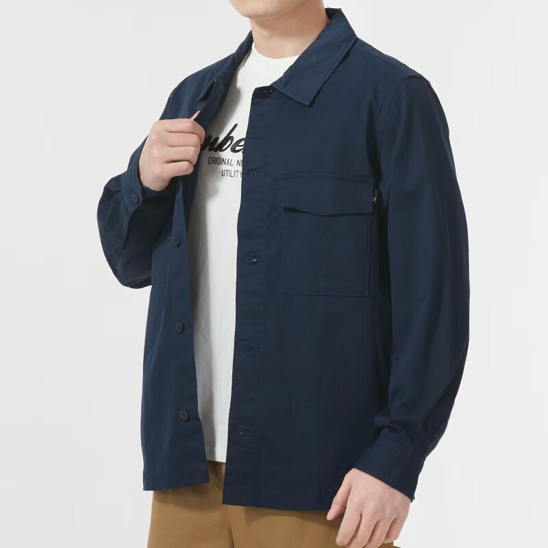 Timberland Однотонная рубашка для спорта на открытом воздухе, повседневная, свободная, для работы, с воротником, с длинным рукавом, мужские рубашки, темно-синий цвет A28QG-433