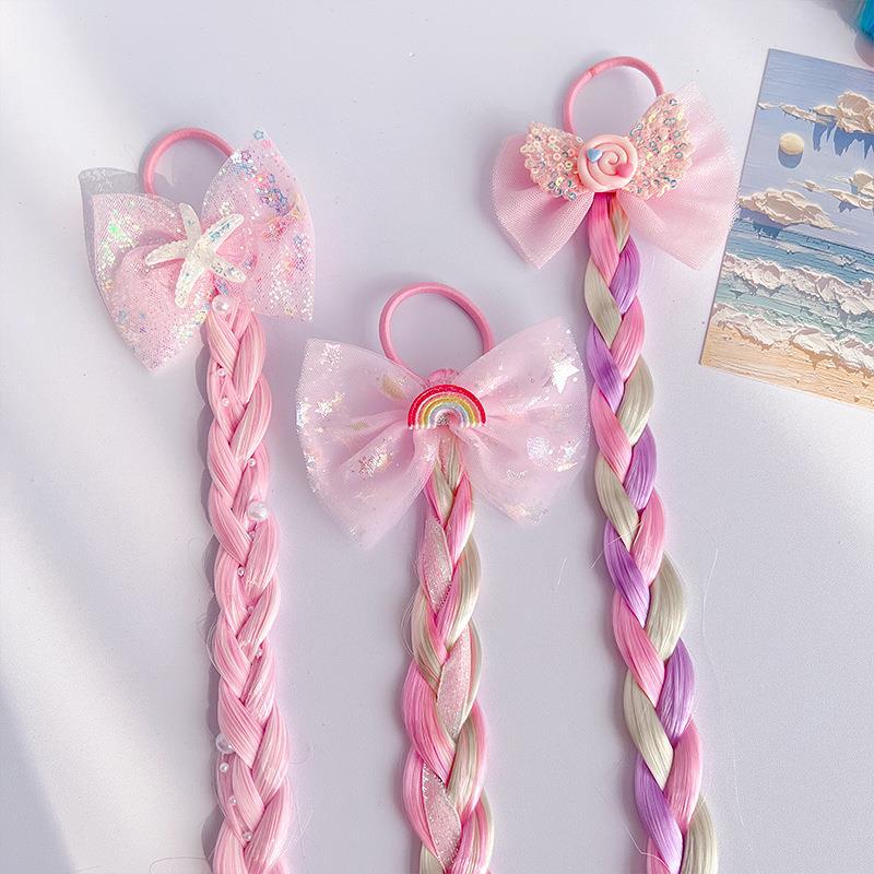 Милые парики, хвостик для детей, девочек ярких цветов, мультяшный бант-бабочка, хвостик, резинки для укладки волос, головные уборы, коса