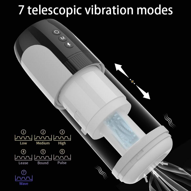 Автоматический телескопический мужской мастурбатор, толкающая машина, вибрация, минет, киска, стоны, чашка для мастурбации, секс-игрушки для взрослых для мужчин