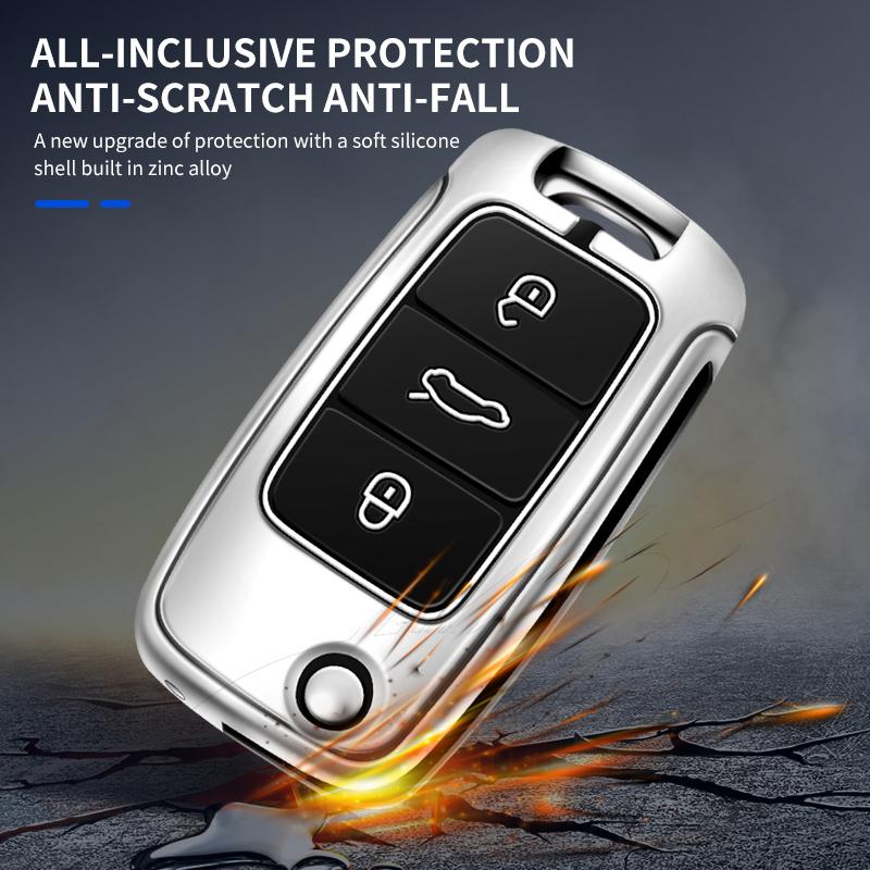 Car Key Case Cover Holder Zinc Alloy 3 Button Smart Key Fob Shell For VW Volkswagen Bora Polo Tiguan Passat B5 B6 B7 Golf