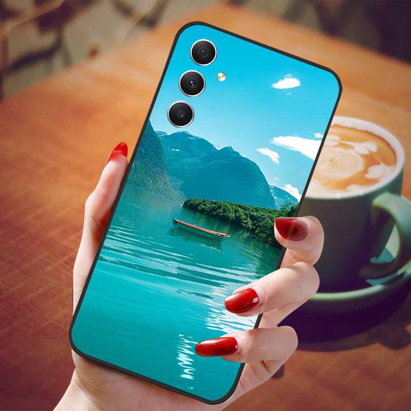 Чехол для Samsung Galaxy A55 5G Черный ТПУ Силикон Красивый Узор Чехлы для Телефона для Galaxy A55 Ударопрочный Мягкий Чехол A 55 6.6''