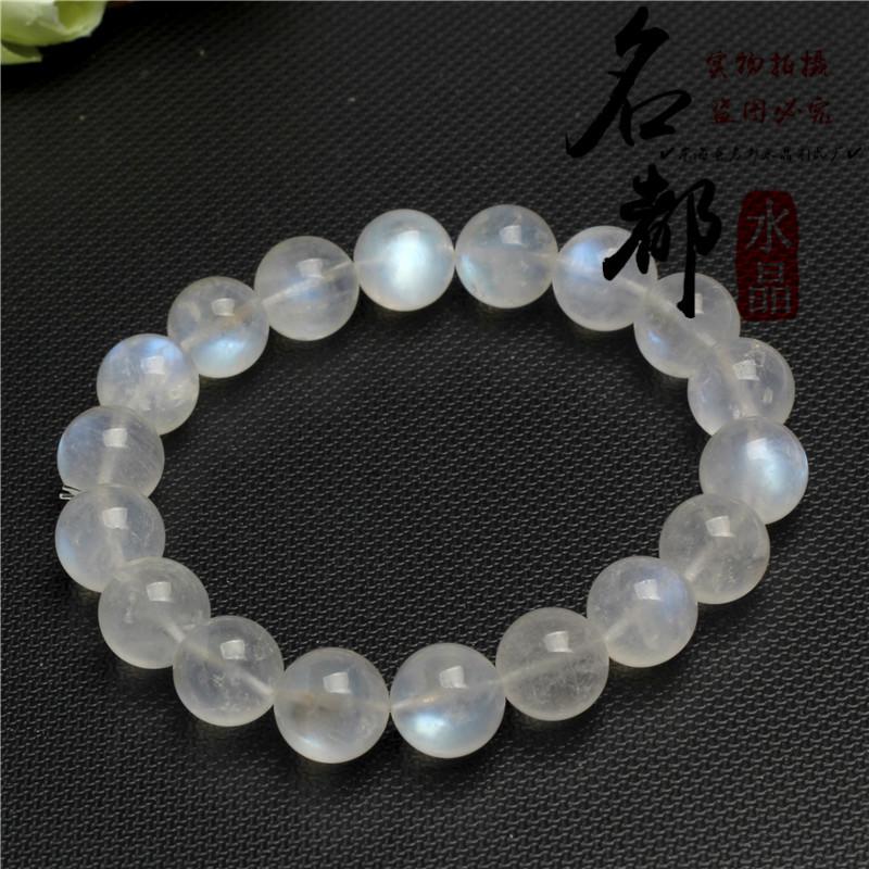 Браслет из натурального хрусталя и лунного камня с синим лунным светом