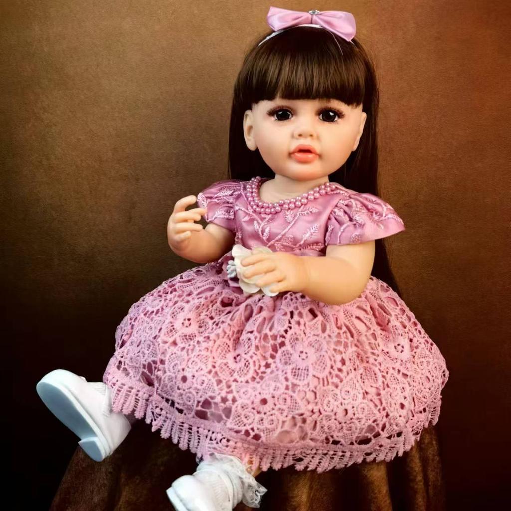 Реалистичная кукла-девочка Reborn Baby Girl, полное силиконовое виниловое тело, 55 см/22 дюйма, реалистичная кукла-принцесса, игрушка Reborn, подарки, костюм для детей от 3 лет