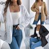 Autumn and Winter Casual Solid Color Openwork Long-sleeved Cardigan Sweater Jacket Women's Wear