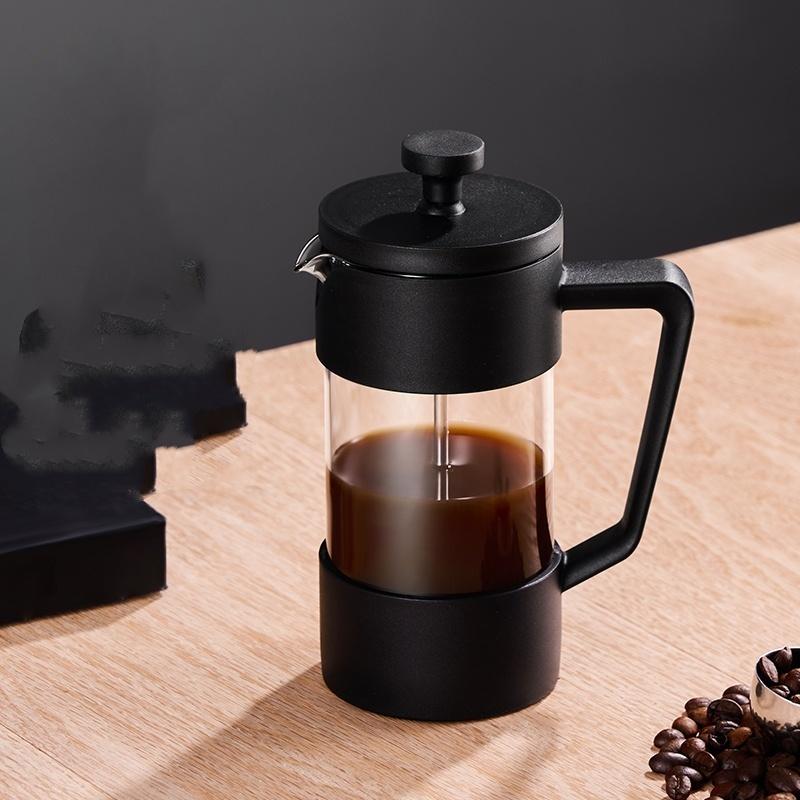 Black 350ML French Press With Filter Multifunctional Hand Punch Coffee Maker Transparent Glass Coffee Press French Pot