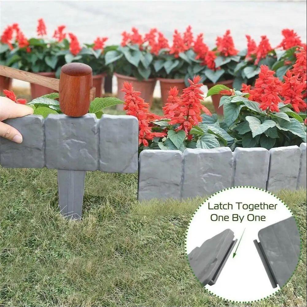 5-10 pcs Garden Fence Imitation Stone Plant Support Stake Outdoor Landscape Edging Decorative Border Garden Plant Accessories