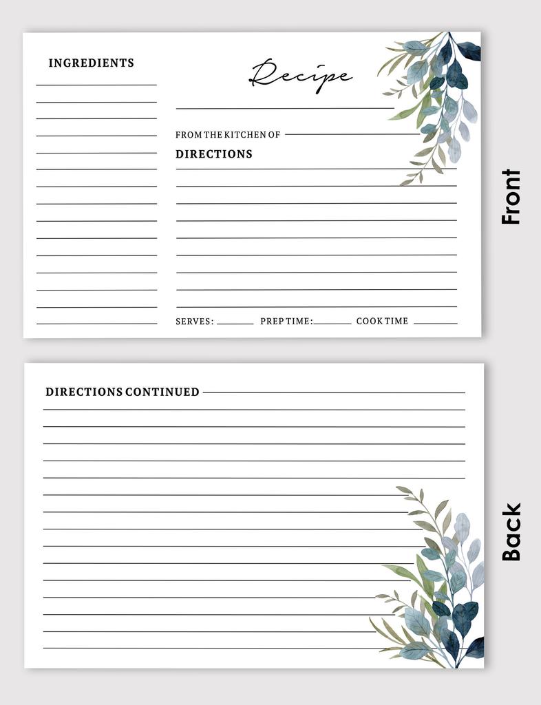 Inkdotpot Карточки с рецептами 4x6 дюймов (Набор из 50) , Толстые двухсторонние карточки премиум-класса - белые карточки для заметок с рецептами в современном стиле