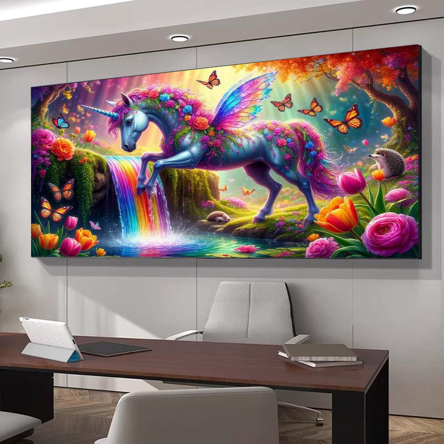 Colorful Unicorn Large Size Diamond Painting Diy Full Square Round Drill Rhinestone Embroidery Butterfly Flower Mosaic Cross Stitch Kits Wall Decor