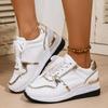 Fashion Fashion White Wedge Heel Sneakers Women Lace Up Lightweight Running Shoes Woman Comfort Low Top Casual Sports Shoes Plus Size 44