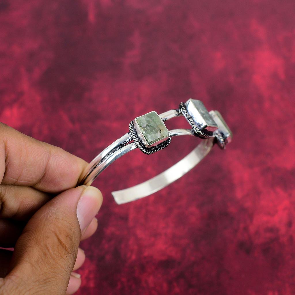 Rough Aquamarine Bracelet Jewelry, 925 Solid Sterling Silver Jewelry, Handmade Gorgeous Bracelet For Wedding Gift