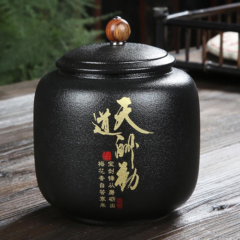 WSHYUFEI черная керамическая чайная банка, китайская фарфоровая керамическая банка, портативная герметичная банка для хранения, чайные коробки, резервуар для хранения конфет, специй