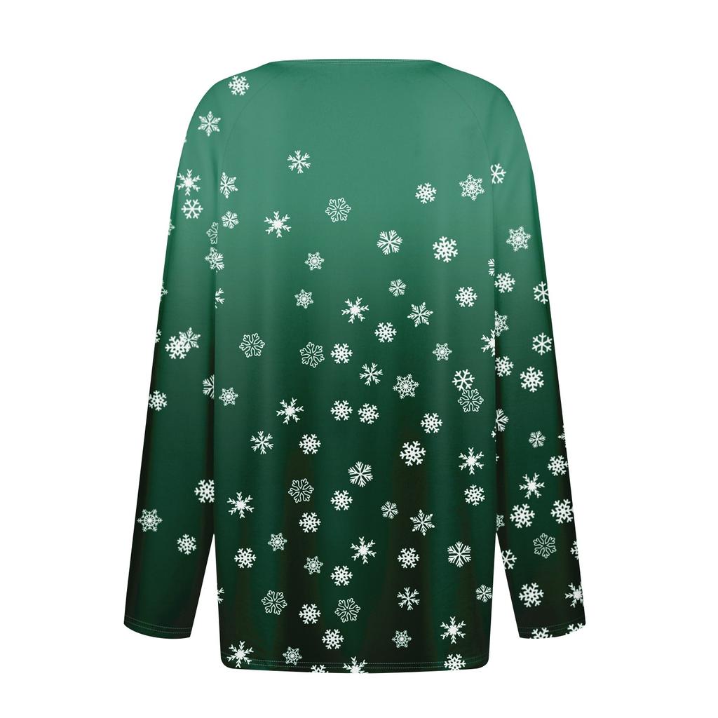 Длинные рукава женские топы с цветочным принтом винтажная мода повседневные свободные с V-образным вырезом рубашки больших размеров Рождество