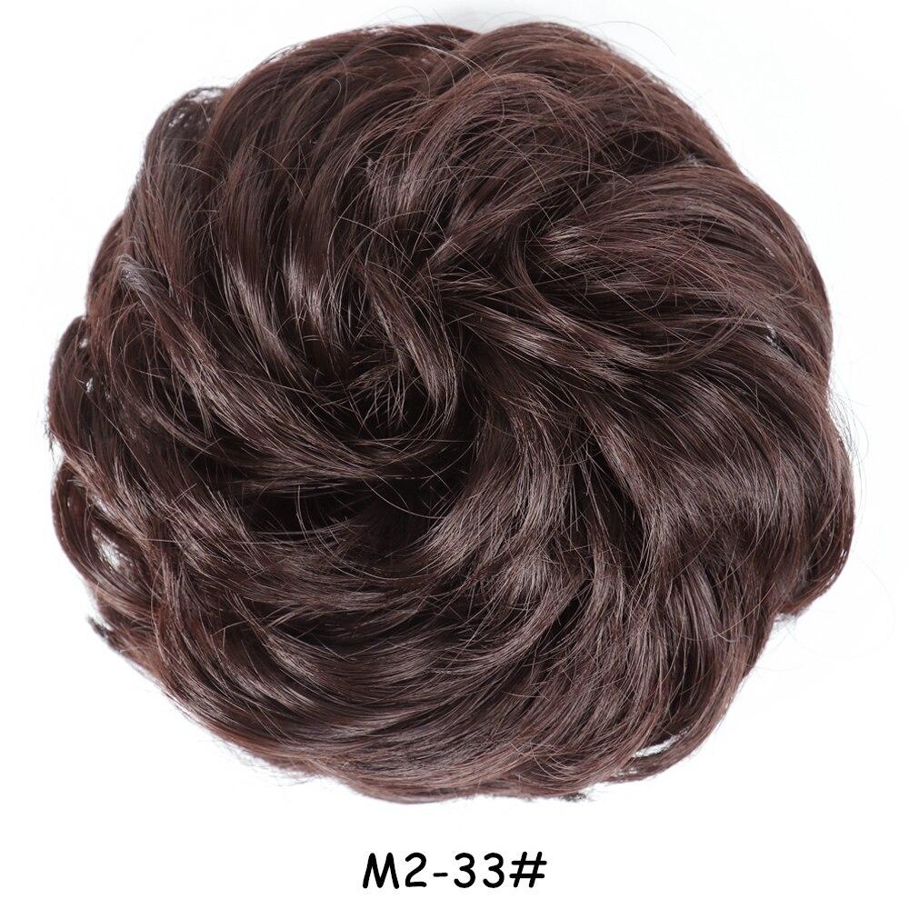 MISS WIG Women Messy Chignon Donut Hair Bun Fake Hair Elastic Chignon Synthetic Fiber Hairpiece Gray Black Brown Color