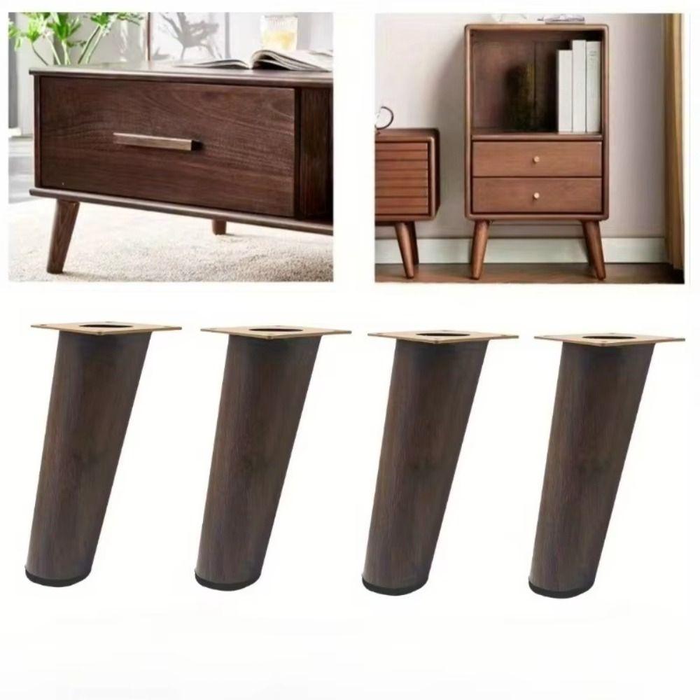 4pcs Wooden Solid Furniture Legs Oblique Straight Adjustable Height Cabinet Legs Modern Short Non-slip Design Chair Foot