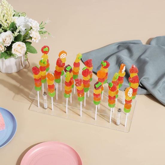 Acrylic Cake Pop Stand Clear Lollipop Display Holder with 21 Holes Reusable Dessert Display Rack for Home Kitchen Bakery
