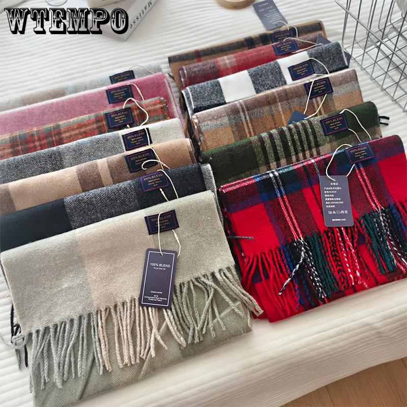 Autumn and Winter Color Blocked Plaid Scarf Winter Warm Scarf Warm and Versatile Plaid Scarf
