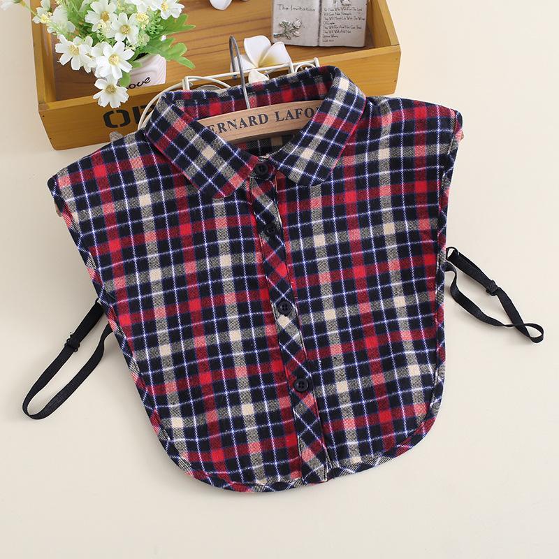 Рубашка универсальная хлопковая клетчатая рубашка декоративный накладной воротник женская базовая B300B310