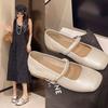Evening Word New Small Leather Shoes Flat Silver Summer Skirt with French Mary Jane Single Shoes Women 2025