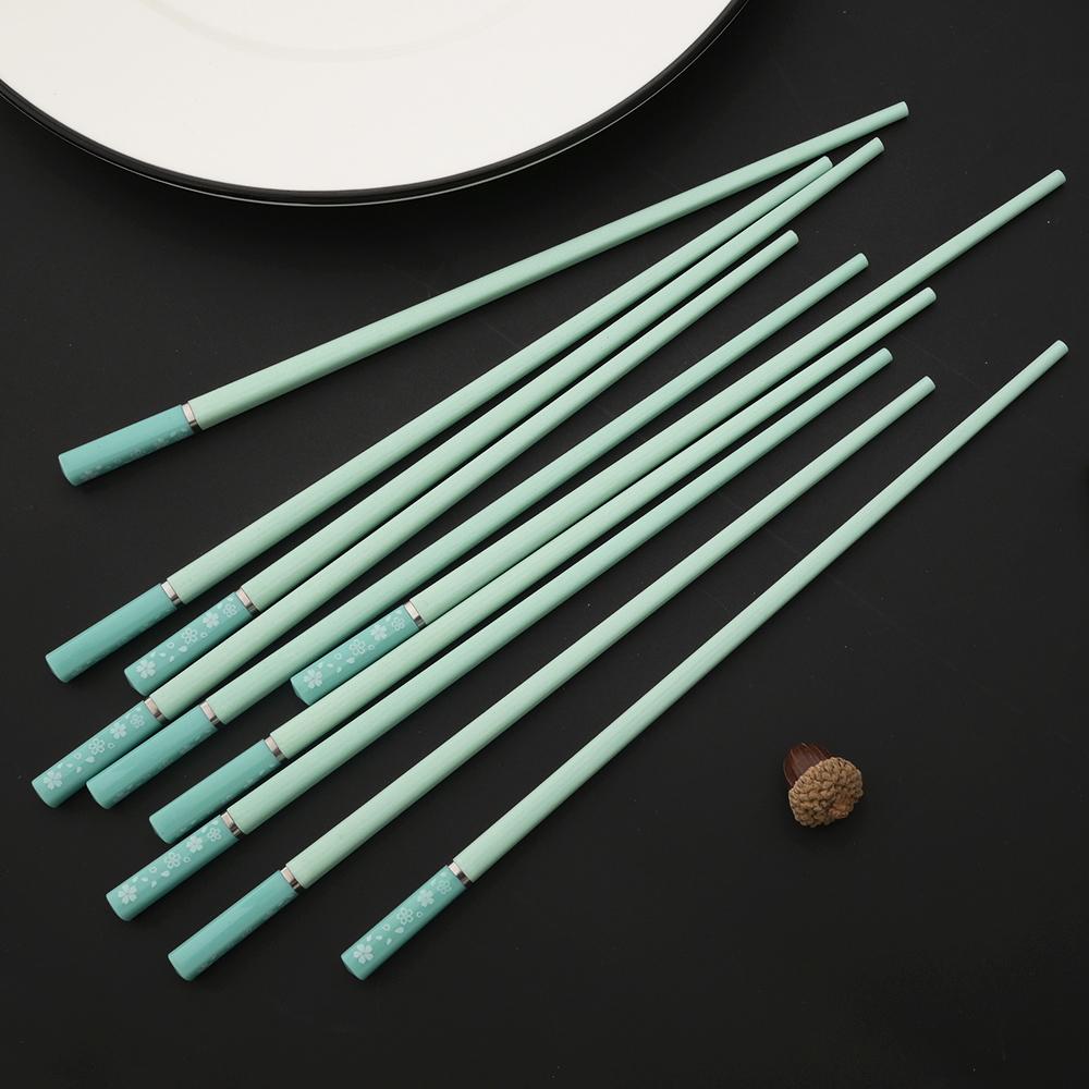 5 Pairs High Temperature Resistant Non-slip Japanese Sakura Chopsticks Household Reusable for Sushi Hashi Food Sticks Tableware
