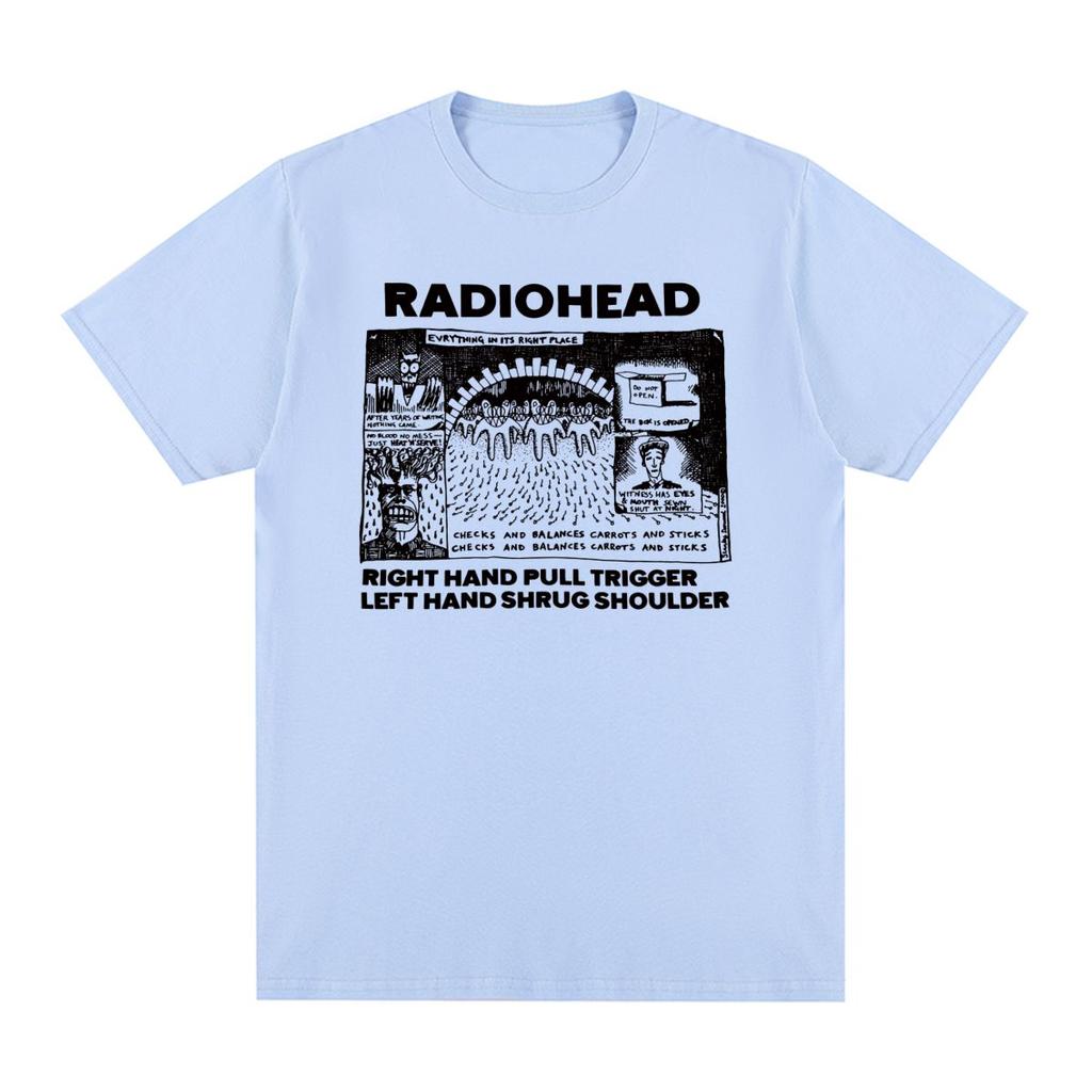 Radiohead Винтажная футболка Хип-хоп Рок-группа Унисекс Музыка милый мультяшный Ok Computer Хлопок Унисекс Футболка Новая Футболка Женские Топы