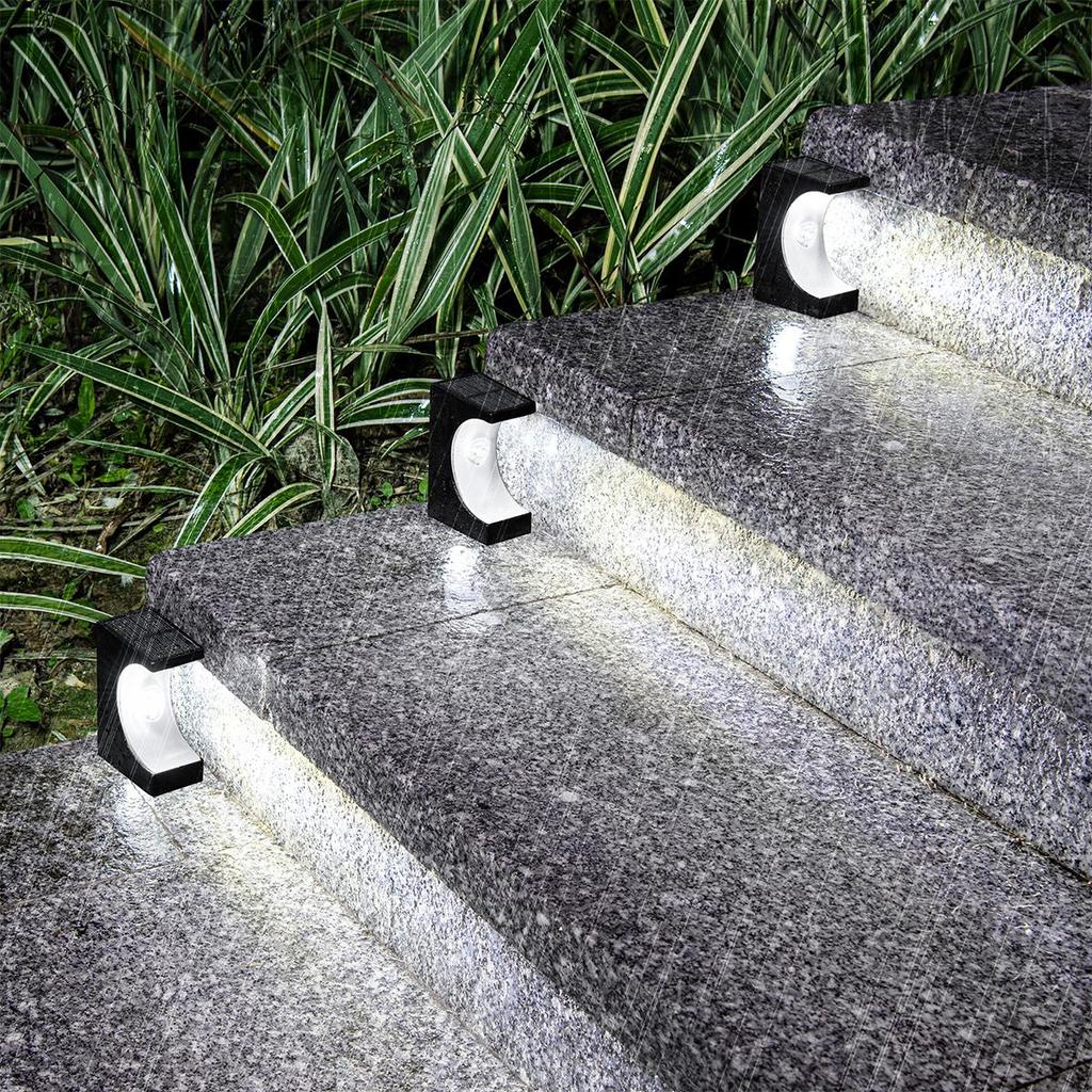 Solar Led Stair Light Outdoor Lamps Lights Powered Step Lamp Waterproof Garden Porch Shape Courtyards Decor Resistance For Patio