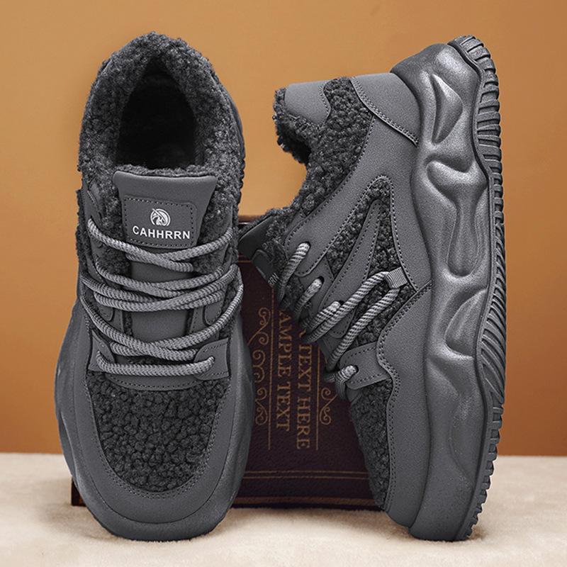 Хлопковая обувь мужская зимняя бархатная теплая модная платформа мужские кеды универсальные повседневные хлебные нескользящие зимние ботинки