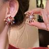 Серебряные серьги-гвоздики с цирконами, красные новогодние фейерверки, ретро, нишевый темперамент, универсальные серьги, легкая роскошь, высококлассные серьги, женские