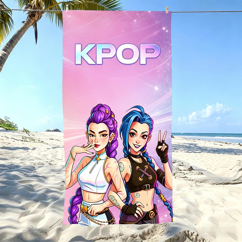 1 шт. Чиби K-pop Девушки Пляжное полотенце из микрофибры Быстросохнущее Банное полотенце для фанатов Плавание Наружные аксессуары для ванной