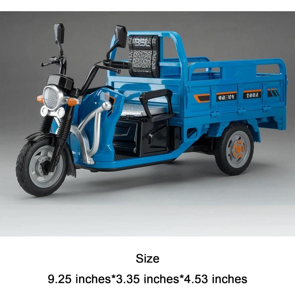 1/12 Электрический трехколесный велосипед Модели машин Игрушки Литой металлический корпус мотоцикла Резиновые шины Звук Свет инерционный механизм Игрушки Подарки для детей
