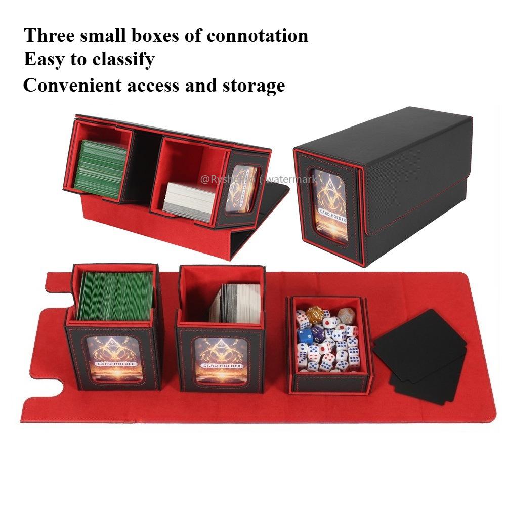 3-in-1 Card Storage Box Magnetic and Removeable Card Case with 2 Commander Display and 1 Dice Tray Holds 200+ for MTG TCG Sports