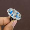 K2 Голубой Азурит Ручная Работа Медная Проволочная Оплетка Ювелирное Кольцо Размер 5 m8A61