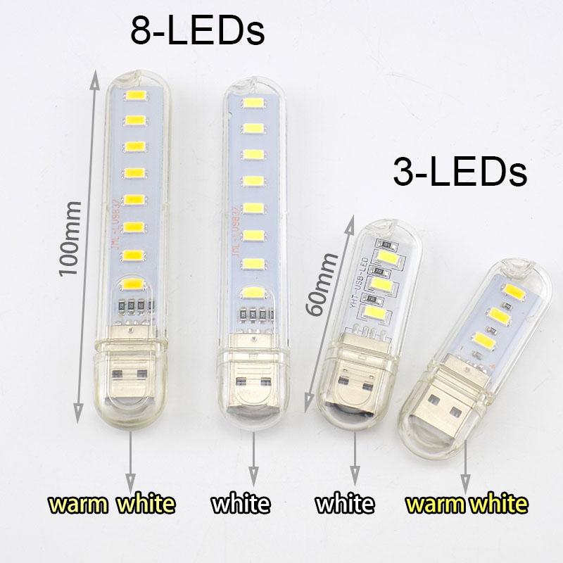 Portable Mini 3/8/24 LED 5V USB DC Warm White Lamp Book Reading Flashlight Night Light Lighting for Computer