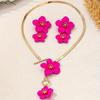 Flower Jewelry Set for Women Flower Pendant Necklace Dangle Earrings Set Floral Accessory for Wedding Dance Party