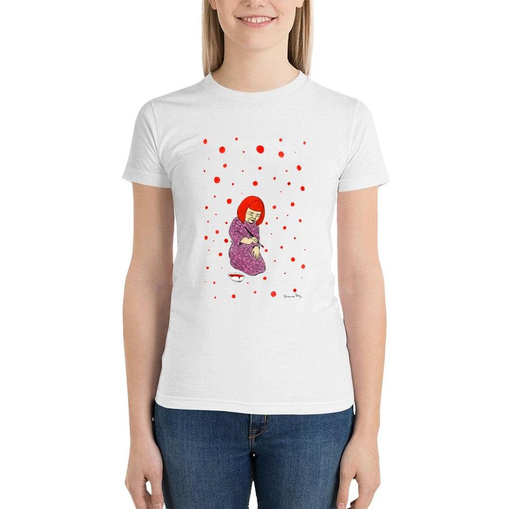 Футболка Yayoi Kusama с коротким рукавом, футболка с принтом животных для девочек, одежда в стиле хиппи, футболки для женщин