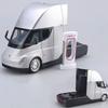 1/24 Tesla Semi Trailer Truck Alloy Diecast Car Model with Sound and Light Pull Back Truck Vehicle Model Boy Collection Gift
