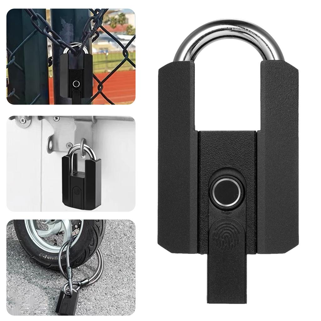 Heavy Duty Fingerprint Padlock with APP Waterproof Smart Lock with Key for Warehouse Fence Outdoor