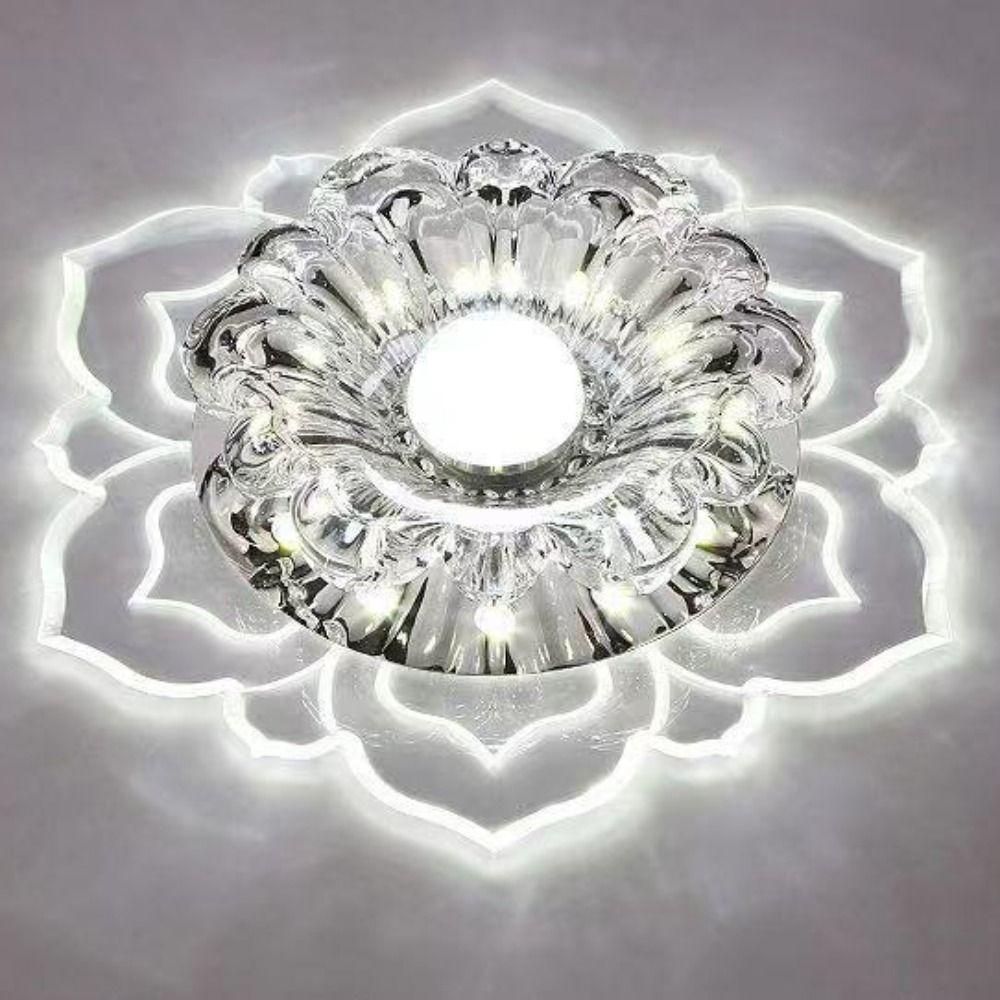 Home Decoration 9W LED Ceiling Lights Crystal Petals Modern Crystal Flower Chandelier Creative Ceiling Spotlights Balcony Porch