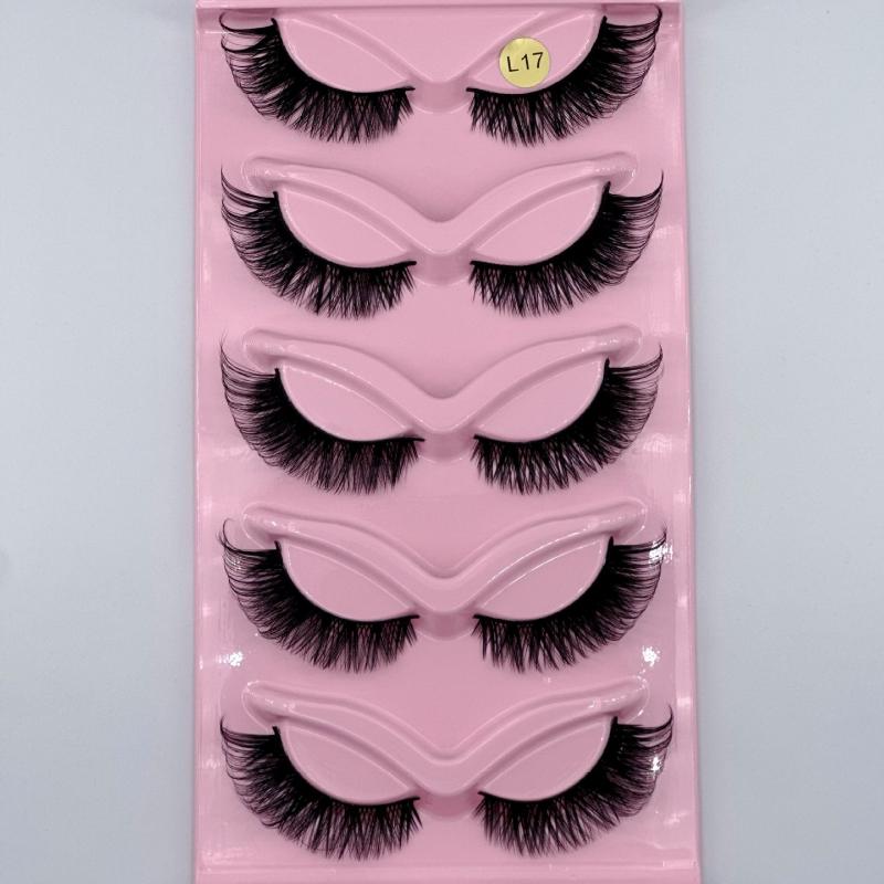 Makeup 5 Pairs Cat Eye Lashes Faux Eyelashes Eye Elongated False Eyelashes