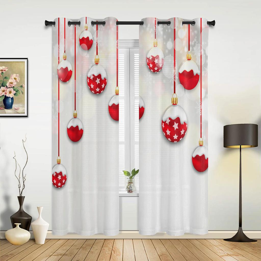 Christmas Snowflakes Window Curtains Decor for Home Bedroom Kitchen Living Room Christmas Ornament Xmas Gifts Navidad Natal