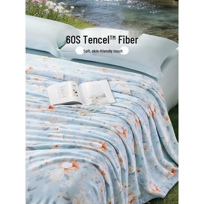FUANNA 100% Mulberry Silk Summer Quilt, 60S Tencel Antibacterial Cover