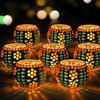 Set of 8 Mosaic Glass Votives Tealight Candle Holders for Side or Centre Table Dining Room Home Decoration and Gift
