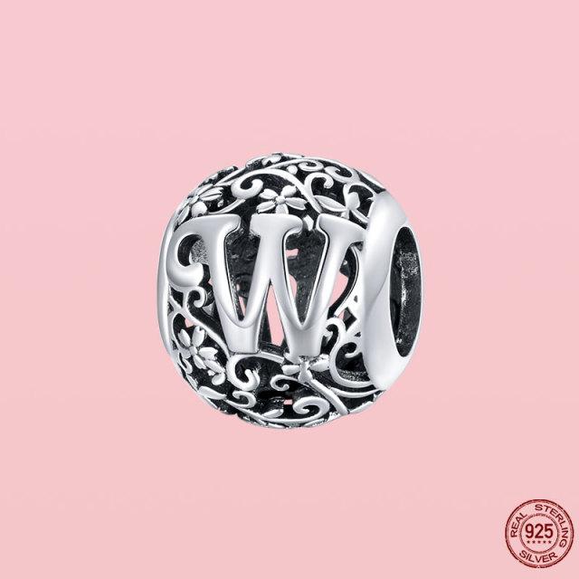 Новое поступление 925 пробы серебряный кулон круглой формы с буквами от A до Z подвески бусины подходят оригинальный браслет ожерелье ювелирные изделия